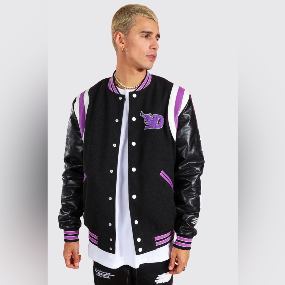 BOOHOO MAN SPORTS VARSITY BOMBER JACKET